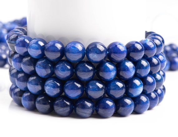 Natural Blue Kyanite Gemstone Grade Aaa Round 6mm 7mm 8mm 9mm 10mm 11mm 12mm Loose Beads