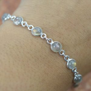Shop Labradorite Jewelry! Labradorite 925 Sterling Silver Round Shape Gemstone Adjustable Bracelet | Natural genuine Labradorite jewelry. Buy crystal jewelry, handmade handcrafted artisan jewelry for women.  Unique handmade gift ideas. #jewelry #beadedjewelry #beadedjewelry #gift #shopping #handmadejewelry #fashion #style #product #jewelry #affiliate #ad