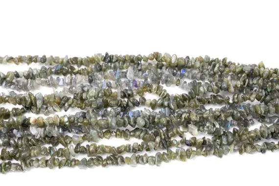 30" Natural Labradorite Crystal Chip Beads 6mm - 8mm - Double Length Strand Gemstone Beads