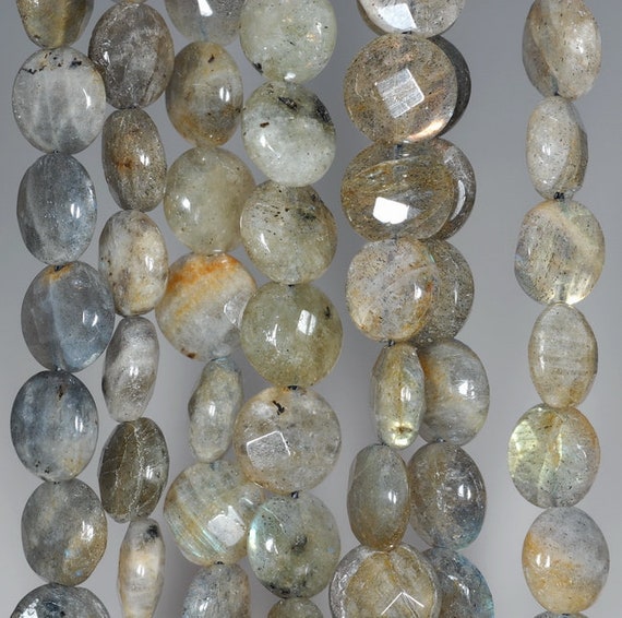 10mm  Labradorite Gemstone Grade Ab Faceted Flat Round Loose Beads 15 Inch Full Strand (80001095-a156)