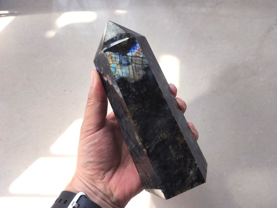 Large Labradorite Tower Natural Labradorite Obelisk Point Crystal Tower Gifts Healing Crystal (6.77'' High- 2.44 Lb)