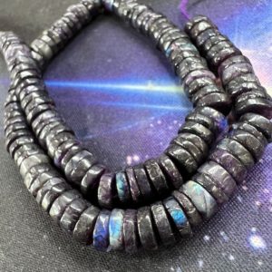 Rustic Purple Labradorite Tyre Heishi Rondelle handmade beads 8mm approx | Natural genuine rondelle Array beads for beading and jewelry making.  #jewelry #beads #beadedjewelry #diyjewelry #jewelrymaking #beadstore #beading #affiliate #ad