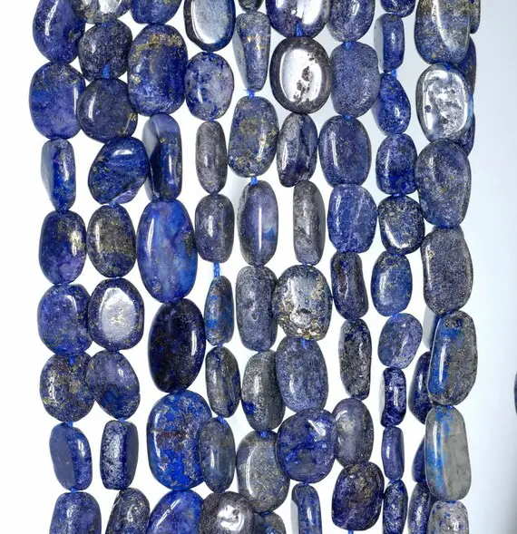 8x7-12x7mm Lapis Lazuli Gemstone Blue Pebble Nugget Loose Beads 13-14 Inch Full Strand (90184958-899)