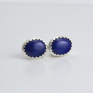 Shop Lapis Lazuli Earrings! lapis 8x6mm oval sterling silver stud earrings pair | Natural genuine Lapis Lazuli earrings. Buy crystal jewelry, handmade handcrafted artisan jewelry for women.  Unique handmade gift ideas. #jewelry #beadedearrings #beadedjewelry #gift #shopping #handmadejewelry #fashion #style #product #earrings #affiliate #ad