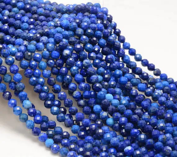 5mm Lapis Lazuli Gemstone Grade Aa Micro Faceted Round Beads 15 Inch Full Strand Bulk Lot 1,2,6,12 And 50(80006530-a205)