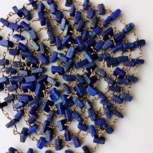 4-5mm Lapis Lazuli Wire Wrapped Heishi Beads, Rosary Beaded Chain, 925 Silver Lapis Lazuli For Necklace ( 1 Foot To 5 Feet Options) | Natural genuine other-shape Gemstone beads for beading and jewelry making.  #jewelry #beads #beadedjewelry #diyjewelry #jewelrymaking #beadstore #beading #affiliate #ad