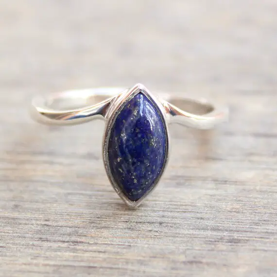 Lapis Lazuli Ring, Sterling Silver Ring, Jewelry Gift, Golden Flakes Natural Lapis Lazuli Gemstone Ring, Wedding Ring, Newlywed Jewelry Gift