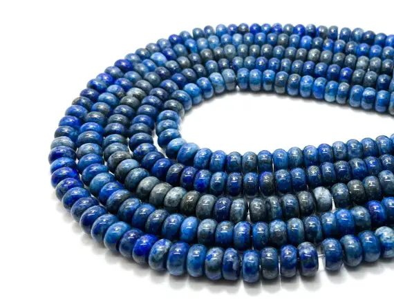 Genuine Lapis Lazuli Beads, Natural High Grade Lapis Smooth Rondelle Round Loose Gemstone 5mm X 8mm Beads - Rd04a