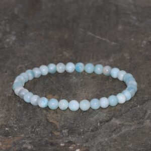 Larimar Beaded Bracelet Handmade 5mm-5.5mm Dominican Larimar Gemstone Bracelet Grade Aa Natural Dominican Larimar Sky Blue Larimar Bracelet