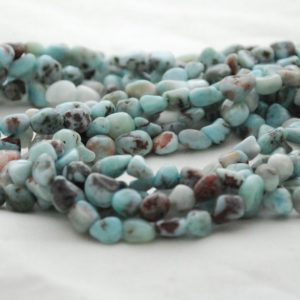 Shop Larimar Chip & Nugget Beads! High Quality Natural Speckled Larimar Semi-Precious Gemstone Tumbled Stone Nugget Pebble Beads – 5mm – 8mm – 15" strand | Natural genuine chip Larimar beads for beading and jewelry making.  #jewelry #beads #beadedjewelry #diyjewelry #jewelrymaking #beadstore #beading #affiliate #ad
