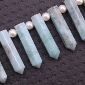 Shop Larimar Faceted Beads! Natural Larimar Gemstone,10 Pieces Faceted Pencil shape Beads ,Size 7×29-7×33 MM,One Point Larimar Pencil Beads,Making Blue Larimar Jewelry | Natural genuine faceted Larimar beads for beading and jewelry making.  #jewelry #beads #beadedjewelry #diyjewelry #jewelrymaking #beadstore #beading #affiliate #ad