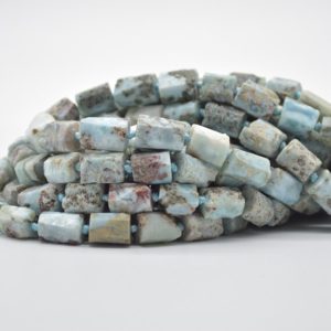High Quality Grade B Natural Larimar Semi-precious Gemstone FROSTED MATT Tube Beads – 15" – 16" strand | Natural genuine other-shape Larimar beads for beading and jewelry making.  #jewelry #beads #beadedjewelry #diyjewelry #jewelrymaking #beadstore #beading #affiliate #ad