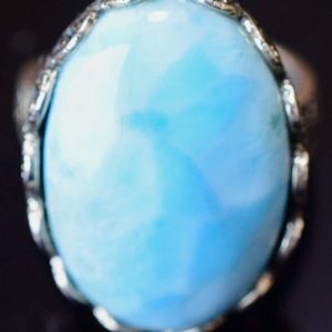 Shop Larimar Rings! Larimar Ring 925 Sterling Silver Adjustable Size | Natural genuine Larimar rings, simple unique handcrafted gemstone rings. #rings #jewelry #shopping #gift #handmade #fashion #style #affiliate #ad