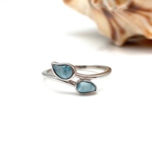 Shop Larimar Rings! Larimar Delicate Silver Ring – Dainty Larimar Ring – Leaf Larimar Ring – Delicate Larimar Ring – Size 7, 8, 9 – 925 Sterling Silver | Natural genuine Larimar rings, simple unique handcrafted gemstone rings. #rings #jewelry #shopping #gift #handmade #fashion #style #affiliate #ad