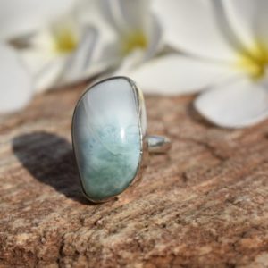 Shop Larimar Rings! Larimar Ring, Sterling Silver Ring, Natural Larimar, Gemstone Ring, Statement Ring, Boho Ring, Casual Wear Ring, Beautiful Ring, Wife Gift | Natural genuine Larimar rings, simple unique handcrafted gemstone rings. #rings #jewelry #shopping #gift #handmade #fashion #style #affiliate #ad