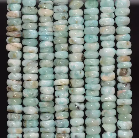 Dominican Larimar Gemstone Blue Rondelle Slice 8x3-8x5mm Loose Beads 7 Inch (90183467-787)