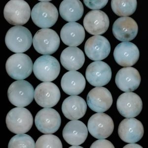 Shop Larimar Round Beads! 12MM Dominican Larimar Gemstone Grade AB Milky White Round 12MM Loose Beads 7.5" inch Half Strand (90183488-789) | Natural genuine round Larimar beads for beading and jewelry making.  #jewelry #beads #beadedjewelry #diyjewelry #jewelrymaking #beadstore #beading #affiliate #ad