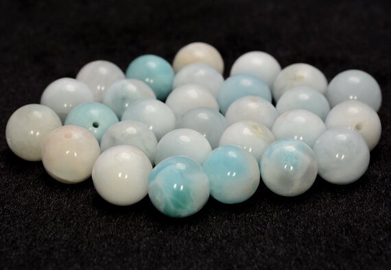 12mm Genuine Dominican Larimar Gemstone Grade A Blue Round 28 Beads Lot (80005742-880)
