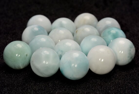 18mm Genuine Dominican Larimar Gemstone Grade A Blue Round 16 Beads Lot (80005735-880)