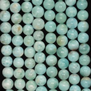 Shop Larimar Beads! 6-7MM Dominican Larimar Gemstone Grade AA Blue Round 6-7MM Loose Beads 7.5 inch Half Strand (80000697-260) | Natural genuine beads Larimar beads for beading and jewelry making.  #jewelry #beads #beadedjewelry #diyjewelry #jewelrymaking #beadstore #beading #affiliate #ad