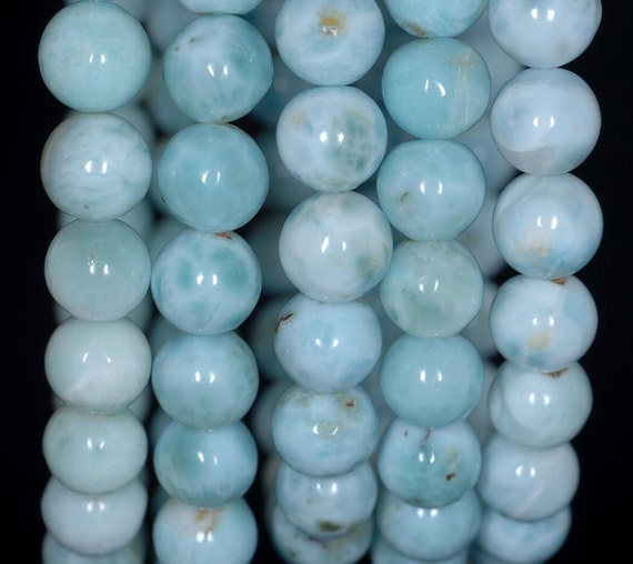 6-7mm Dominican Larimar Gemstone Grade Aa Sky Blue Round 6-7mm Loose Beads 13 Beads (80000939-439)