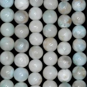 Shop Larimar Round Beads! 8MM Dominican Larimar Gemstone Grade AB Milky White Round 8MM Loose Beads 7.5" inch Half  Strand (90183482-789) | Natural genuine round Larimar beads for beading and jewelry making.  #jewelry #beads #beadedjewelry #diyjewelry #jewelrymaking #beadstore #beading #affiliate #ad