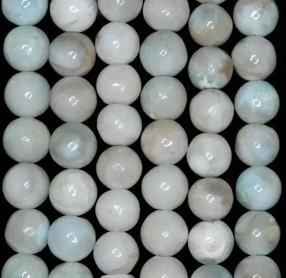8mm Dominican Larimar Gemstone Grade Ab Milky White Round 8mm Loose Beads 7.5" Inch Half  Strand (90183482-789)
