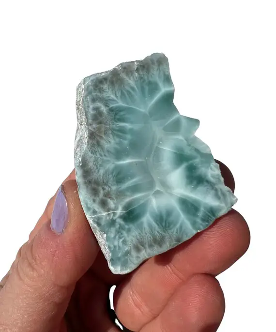 Larimar Slab (1.5" - 3.5" ) Grade Aaa - Larimar Stone Slab - Dominican Republic - Larimar Crystal - Larimar Slice - Polished Blue Larimar
