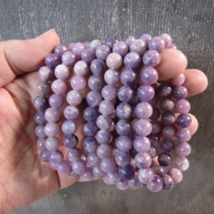 Lepidolite 8 mm Round Stretchy String Bracelet G304 | Natural genuine Lepidolite bracelets. Buy crystal jewelry, handmade handcrafted artisan jewelry for women.  Unique handmade gift ideas. #jewelry #beadedbracelets #beadedjewelry #gift #shopping #handmadejewelry #fashion #style #product #bracelets #affiliate #ad