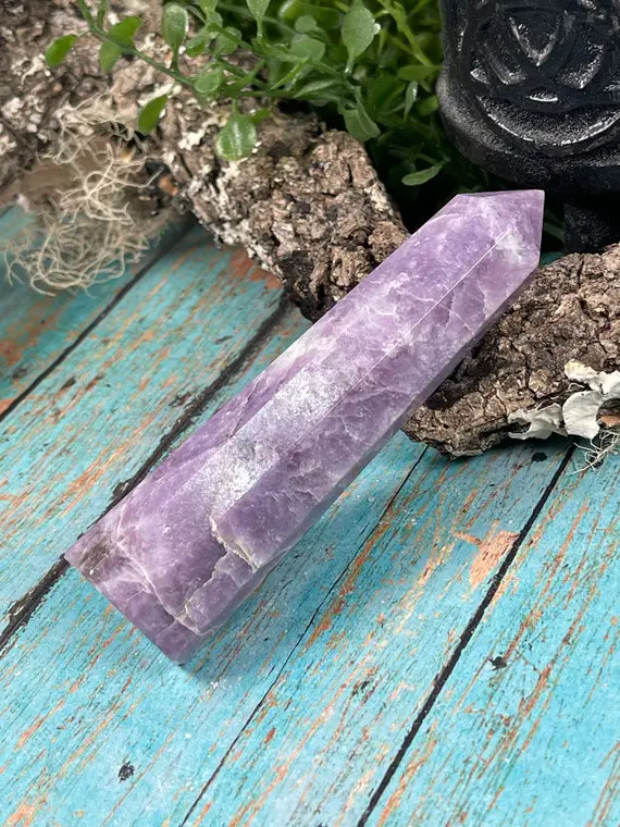 Lepidolite Point - Lepidolite Obelisk - Reiki Charged  - Lilac Lithium Lepidolite Point - Support For Depression & Anxiety - #7