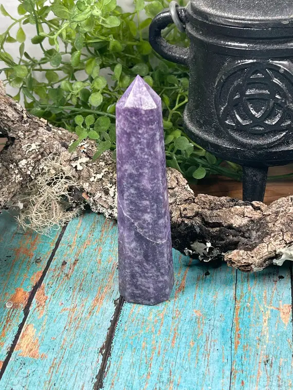 Lepidolite Point - Lepidolite Obelisk - Reiki Charged  - Lilac Lithium Lepidolite Point - Support For Depression & Anxiety - #6
