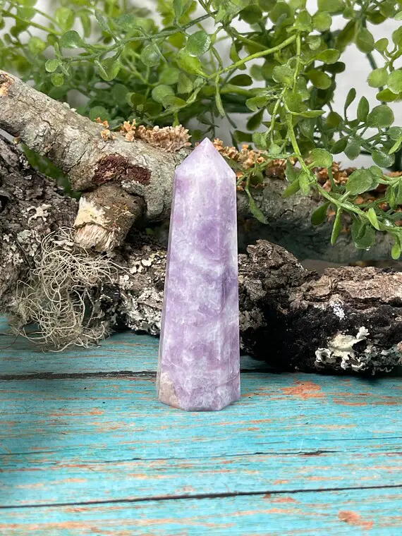 Lepidolite Point - Lepidolite Obelisk - Reiki Charged  - Lilac Lithium Lepidolite Point - Support For Depression & Anxiety - #13