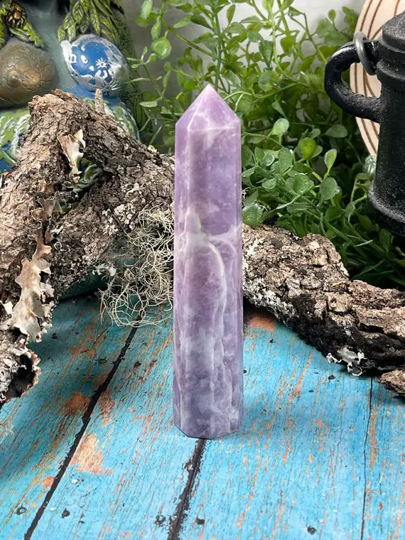 Lepidolite Point - Lepidolite Obelisk - Reiki Charged  - Lilac Lithium Lepidolite Point - Support For Depression & Anxiety