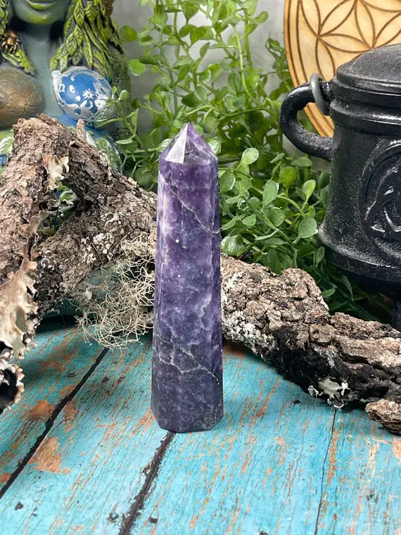 Lepidolite Point - Lepidolite Obelisk - Reiki Charged  - Lilac Lithium Lepidolite Point - Support For Depression & Anxiety