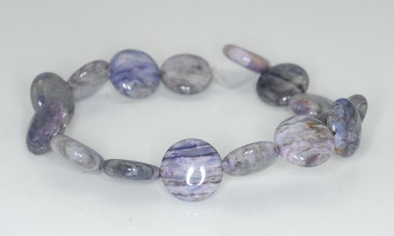 14mm Light Purple Lepidolite Gemstone Grade A Flat Round Loose Beads 8 Inch Half Strand (90187975-672)