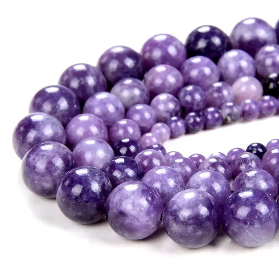 Natural Violet Purple Lepidolite Gemstone Round 4mm 6mm 8mm 10mm Loose Beads (a298)