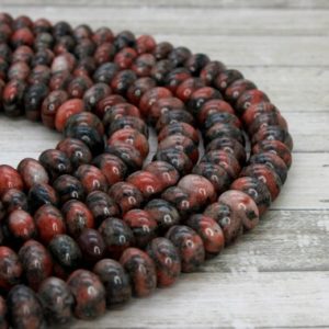 Shop Obsidian Rondelle Beads! Mahogany Obsidian Rondelle Polished Smooth Gemstone Beads 8" strand (5mm x 8mm beads, 2.5 mm hole) – 8RD28 | Natural genuine rondelle Obsidian beads for beading and jewelry making.  #jewelry #beads #beadedjewelry #diyjewelry #jewelrymaking #beadstore #beading #affiliate #ad