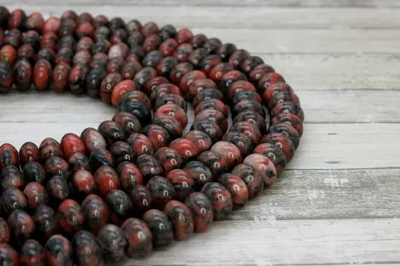 Mahogany Obsidian Rondelle Polished Smooth Gemstone Beads 8" Strand (5mm X 8mm Beads, 2.5 Mm Hole) - 8rd28