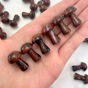 Shop Mahogany Obsidian Stones & Crystals! 1" Mahogany Obsidian Mushroom, Small Mahogany Obsidian Mushroom, Mushroom Carving Mahogany Obsidian, P-129 | Natural genuine stones & crystals in various shapes & sizes. Buy raw cut, tumbled, or polished gemstones for making jewelry or crystal healing energy vibration raising reiki stones. #crystals #gemstones #crystalhealing #crystalsandgemstones #energyhealing #affiliate #ad