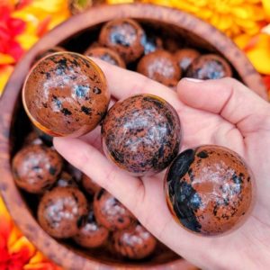 Shop Mahogany Obsidian Stones & Crystals! Mahogany Obsidian Sphere – Root Chakra – No. 543 | Natural genuine stones & crystals in various shapes & sizes. Buy raw cut, tumbled, or polished gemstones for making jewelry or crystal healing energy vibration raising reiki stones. #crystals #gemstones #crystalhealing #crystalsandgemstones #energyhealing #affiliate #ad