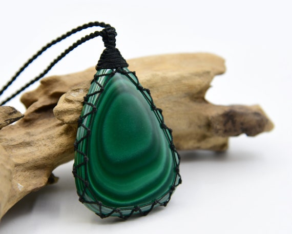 Large Green Malachite Stone Jewelry, Women's / Men's Necklace Pendant, Adjustable Malachite Necklace, Birthday Gifts For Him / Her