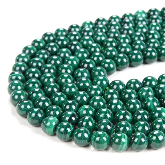 Deep Green Natural Malachite Deep Green Gemstone Grade Aaa Round 6mm 8mm 10mm Loose Beads (d87)