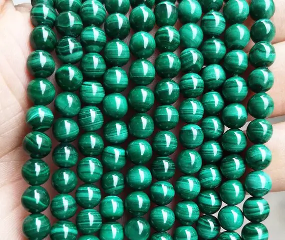 Natural Aaaa Malachite Smooth Round Beads,4mm 6mm 8mm 10mm 12mm Malachite Beads Wholesale Supply,one Strand 15''
