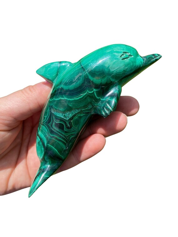 Malachite Dolphin - Hand Carved Dolphin Decor - Malachite Stone - Healing Crystals - Dolphin Figurine - Malachite Dolphin Sculpture #1