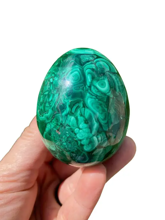 Malachite Egg - Hand Carved Stone Egg - Malachite Stone Egg - Healing Crystals & Stones - Polished Malachite Egg - Heart Chakra Crystal - #1