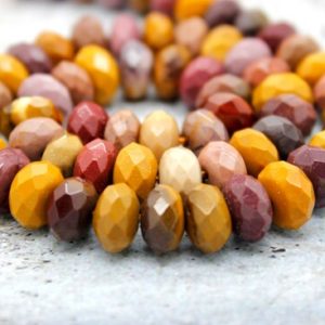 Shop Mookaite Jasper Faceted Beads! Natural Mookaite, Faceted Mookaite Rondelle Loose Beads Gemstone – 4mm x 6mm – PG69 | Natural genuine faceted Mookaite Jasper beads for beading and jewelry making.  #jewelry #beads #beadedjewelry #diyjewelry #jewelrymaking #beadstore #beading #affiliate #ad