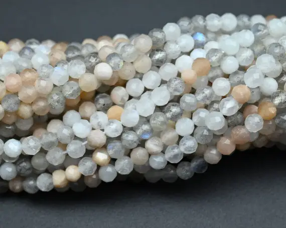 Natural Moonstone Faceted Round Beads,2mm/3mm/4mm Loose Faceted Beads,for Jewelry Diy Making Beads,bracelet Making Beads.wholesale Beads.