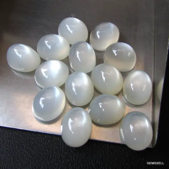 10 Piece 8x10mm White Moonstone Cabochon Oval Loose Gemstone, White Moonstone Oval Cabochon Loose Gemstone, Moonstone Cabochon Oval Gemstone