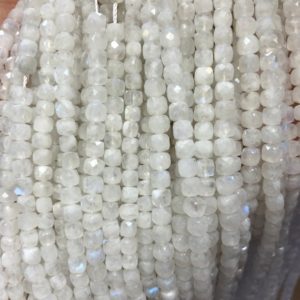 Shop Moonstone Faceted Beads! White Moonstone Faceted Beads, Natural Gemstone Beads, Nice Cut Cube Stone Beads 4mm 15'' | Natural genuine faceted Moonstone beads for beading and jewelry making.  #jewelry #beads #beadedjewelry #diyjewelry #jewelrymaking #beadstore #beading #affiliate #ad