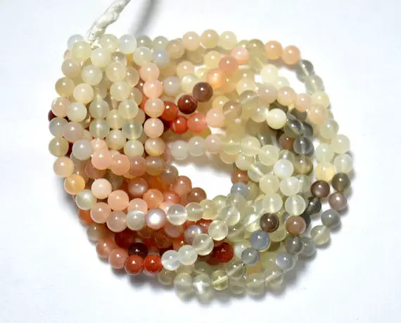 Multi Color Moonstone Smooth Round Beads, Natural Moonstone Round Beads, Necklace Beads, 6.50mm 18 Inch Long Strand